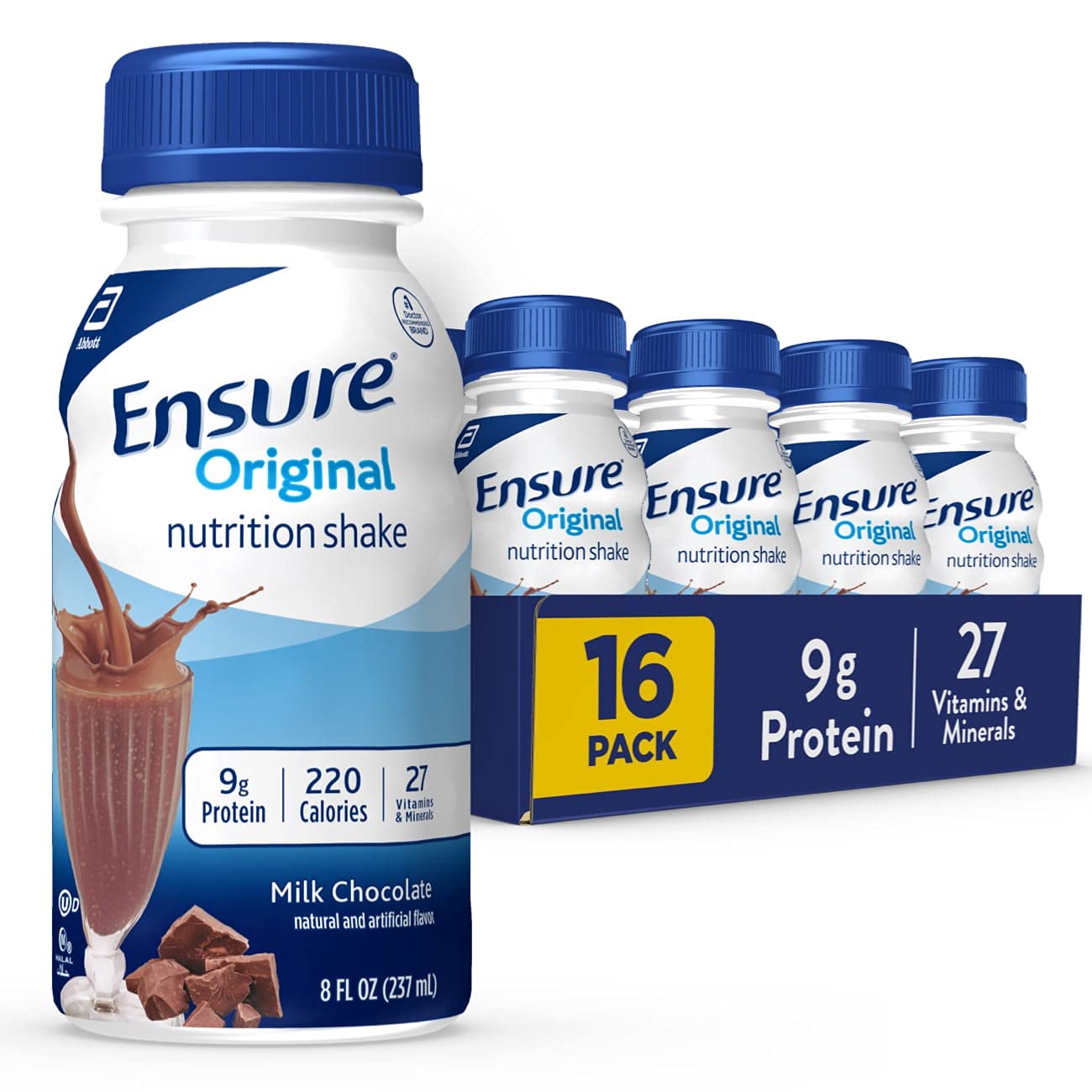 Ensure Original Boisson Nutritionnelle au Chocolat au Lait | Boisson de Remplacement de Repas | Pack de 16