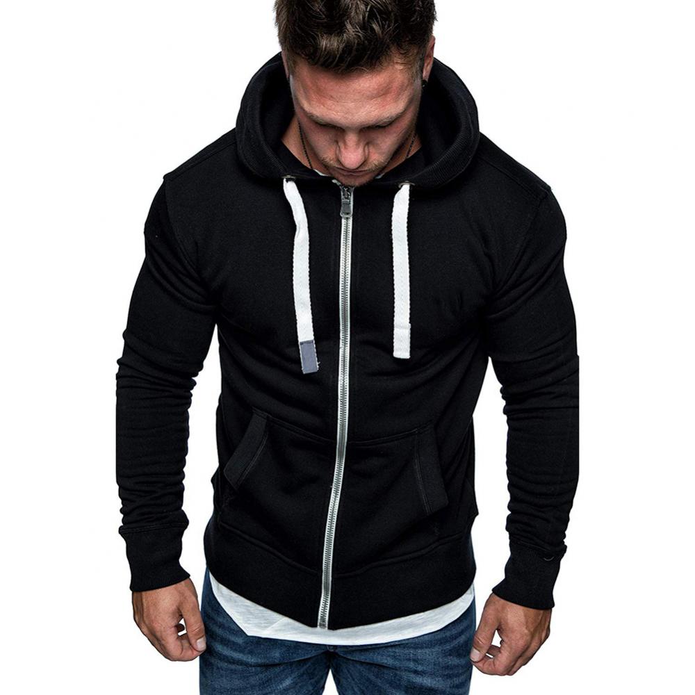 Men's Fashion Zip Pocket Drawstring Sport Hoodie