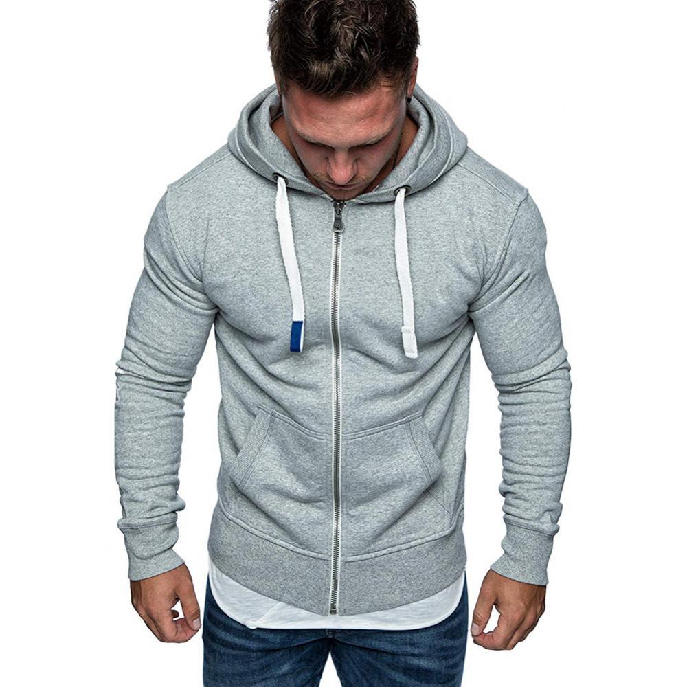 Men's Fashion Zip Pocket Drawstring Sport Hoodie