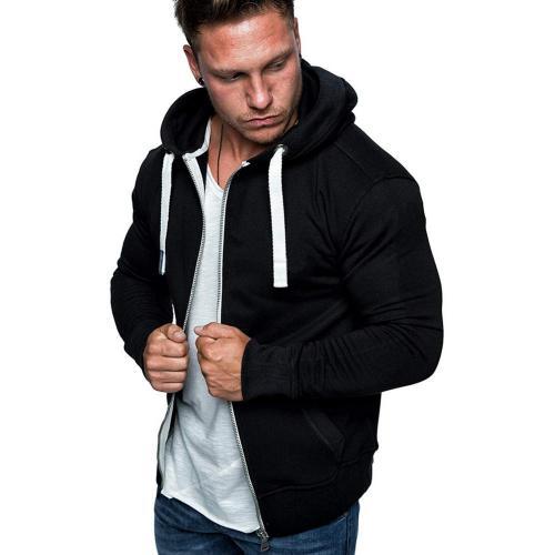 Men's Fashion Zip Pocket Drawstring Sport Hoodie