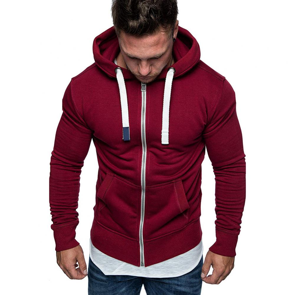 Men's Fashion Zip Pocket Drawstring Sport Hoodie