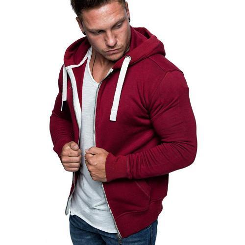 Men's Fashion Zip Pocket Drawstring Sport Hoodie
