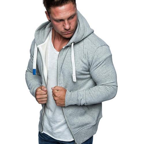 Men's Fashion Zip Pocket Drawstring Sport Hoodie
