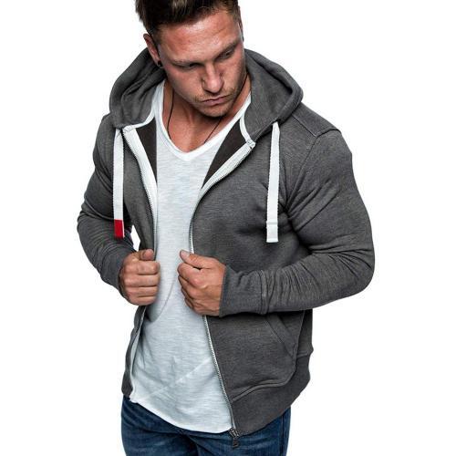 Men's Fashion Zip Pocket Drawstring Sport Hoodie