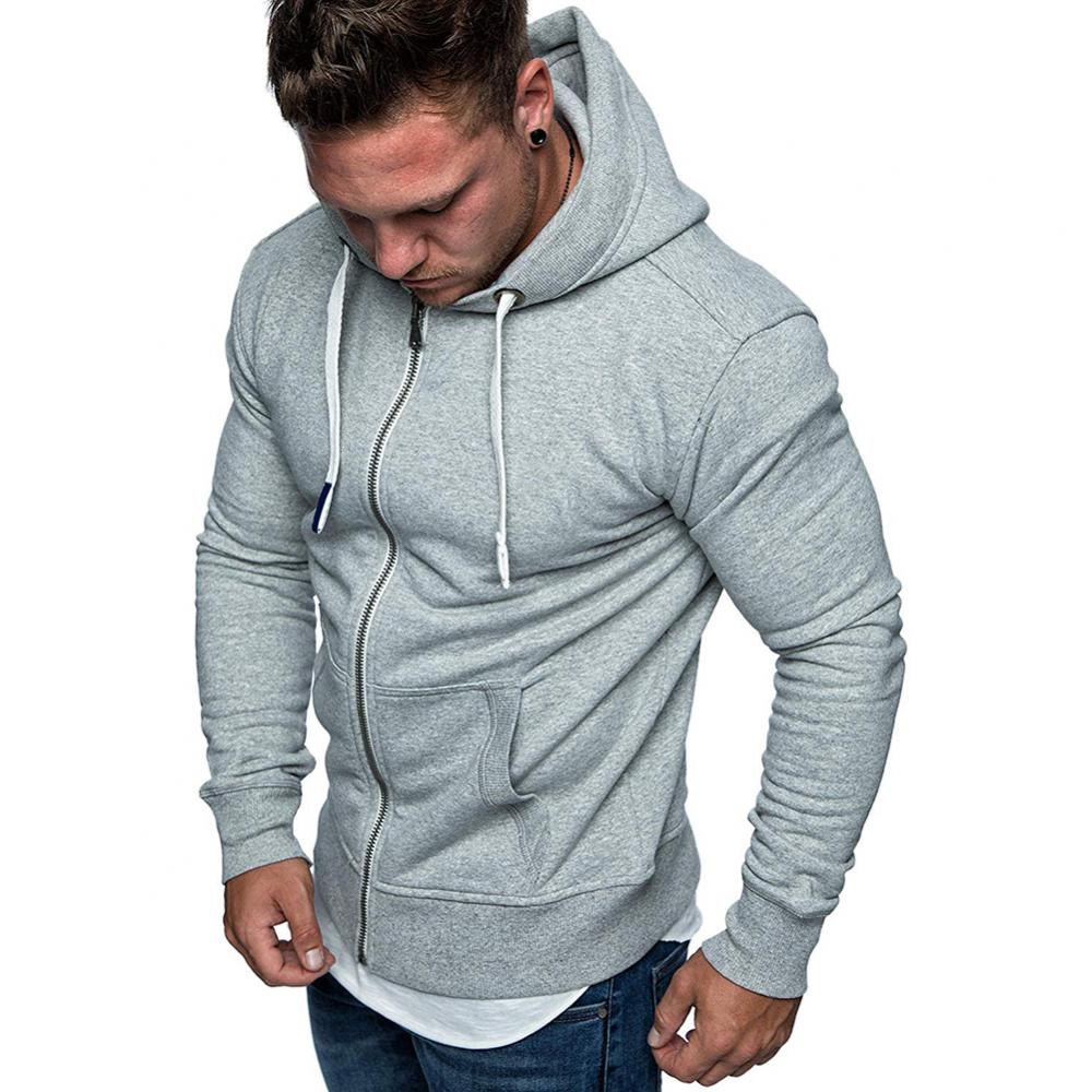Men's Fashion Zip Pocket Drawstring Sport Hoodie